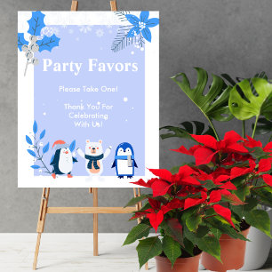Gastgeschenk Snowflake Winterwunderland Pinguine Poster