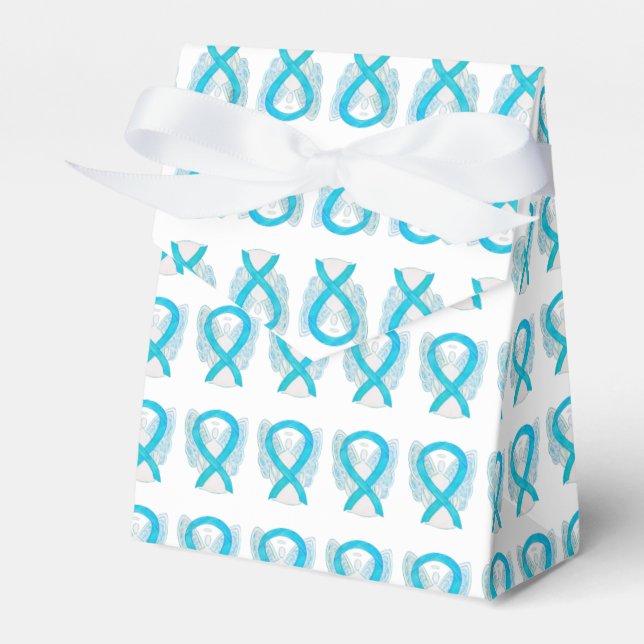 Gastgeschenk "Turquoise Awareness Ribbon Angel" Geschenkschachtel (Vorderseite)