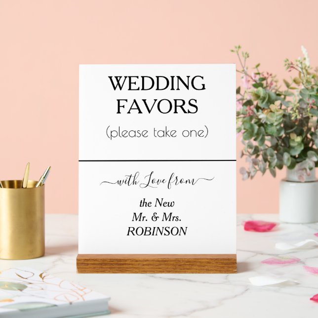 Gastgeschenke Hochzeit Weißer schwarzer NAME Acrylschild (Hochzeit)