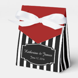 Gastgeschenke Hochzeiten; B&W Streifen mit/rot, be Geschenkschachtel