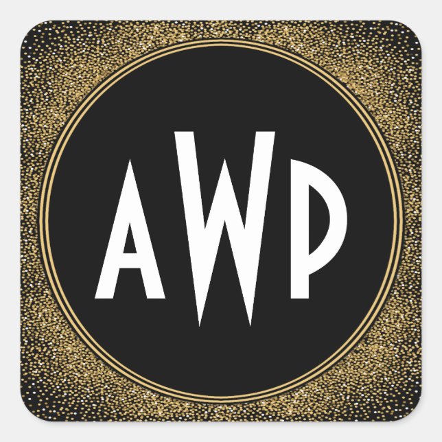 Gastgeschenke Hochzeiten der Art Deco Quadratischer Aufkleber (Vorderseite)