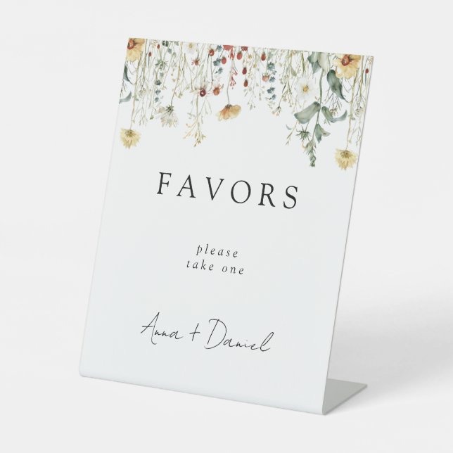 Gastgeschenke Hochzeiten der Sommerfeld-Wildblume Sockelschild (Vorderseite)