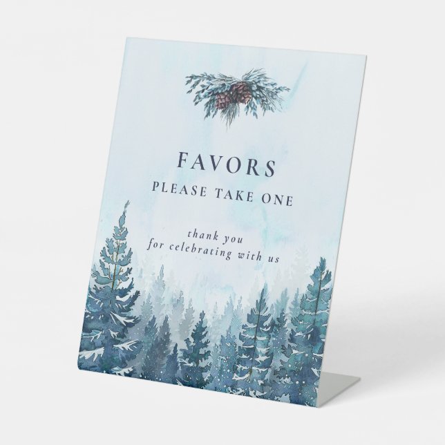 Gastgeschenke Hochzeiten des Winterwaldes Sockelschild (Vorderseite)