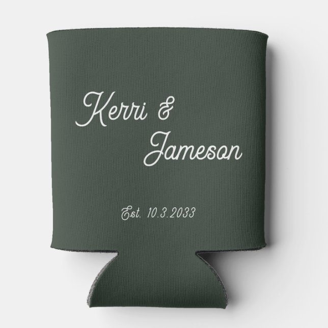 Gastgeschenke Hochzeiten Forest Green Minimalistis Dosenkühler (Rückseite)