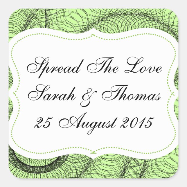 Gastgeschenke Hochzeiten Jam Jar Labels verbreiten Quadratischer Aufkleber (Vorderseite)