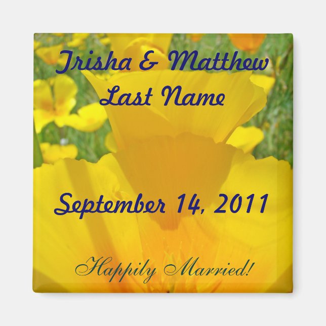 Gastgeschenke Hochzeiten Magnet Orange Poppy Blume (Vorne)