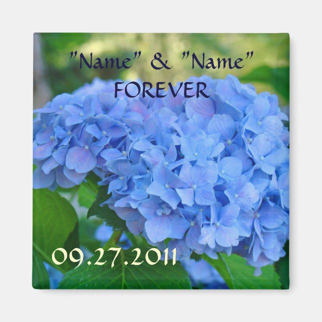 Gastgeschenke Hochzeiten Magnete Blue Hydrangea Bl (Vorne)