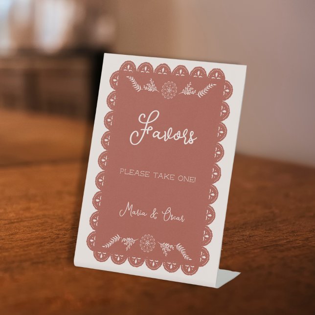 Gastgeschenke Hochzeiten nehmen einen Papel Picado Sockelschild (Wedding Favors Take One Papel Picado Mexican Pedestal Sign)