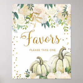 Gastgeschenke von Gold und Weiß Pumpkin unterzeich Poster