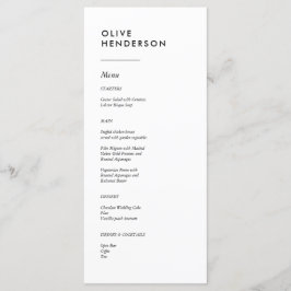 Gastname im Menü Minimalistisches Hochzeitmenü Menükarte