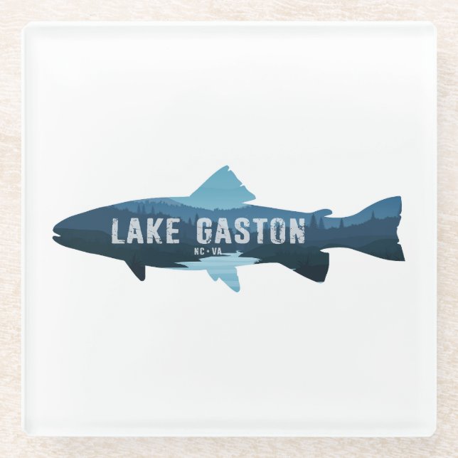 Gaston Lake North Carolina Virginia Fisch Glasuntersetzer (Vorderseite)