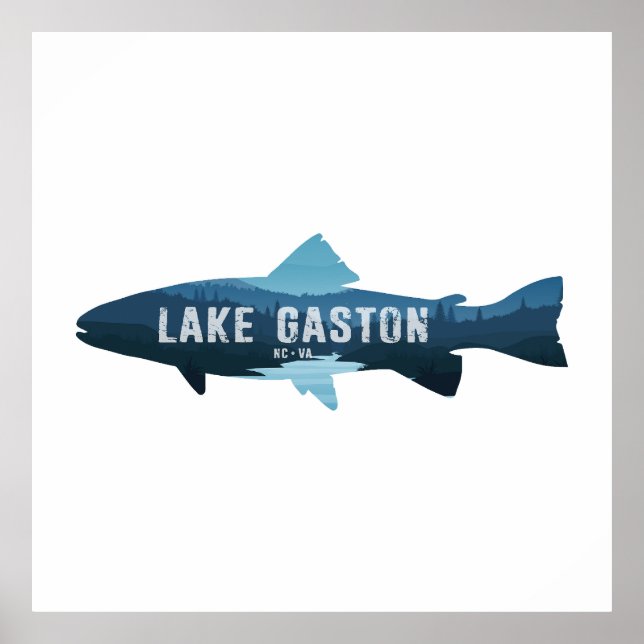 Gaston Lake North Carolina Virginia Fisch Poster (Vorne)