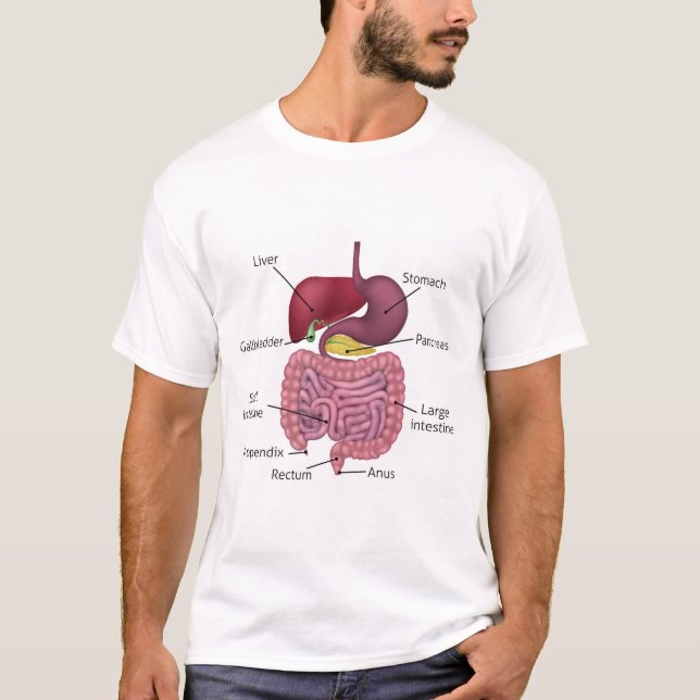 Gastro-intestinales Verdauungssystem und Aufkleber T-Shirt (Vorderseite)