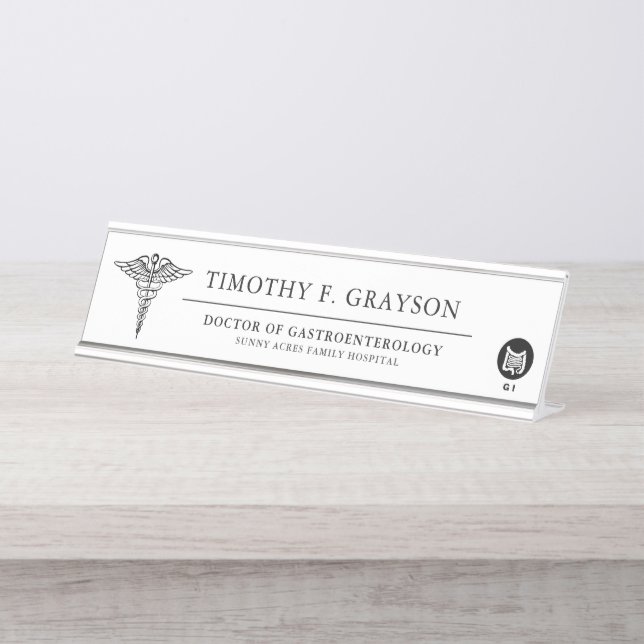 Gastroenterologe Personalisiert Black Schreibtischnamensplakette (Vorderseite )