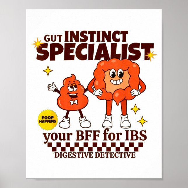 Gastroenterologist Retro Intestine Gift Ibs Gi Nur Poster (Vorne)