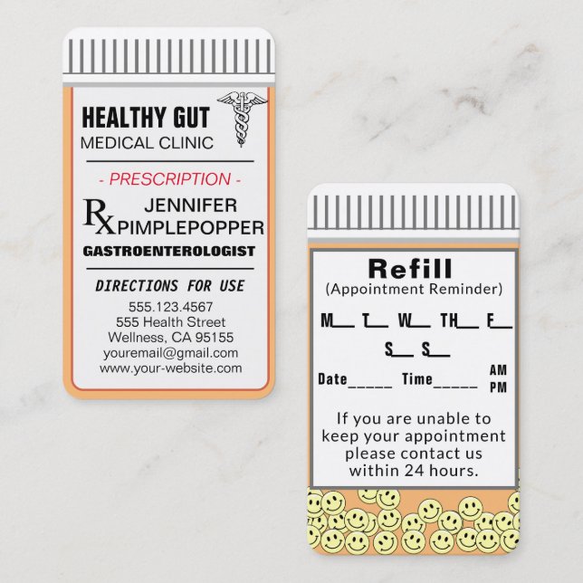 GASTROENTEROLOGISTISCHE Erinnerung Visitenkarte (Vorne/Hinten)