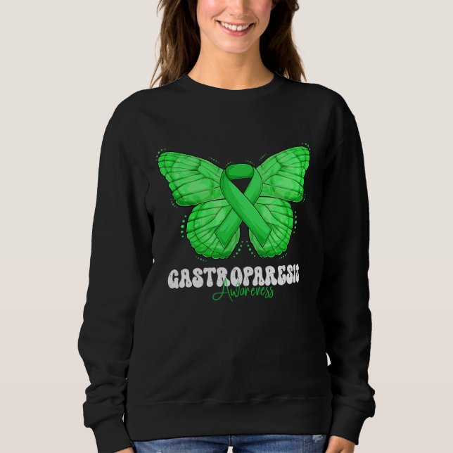 Gastroparesis Awareness Month Green Ribbon Butterf Sweatshirt (Vorderseite)