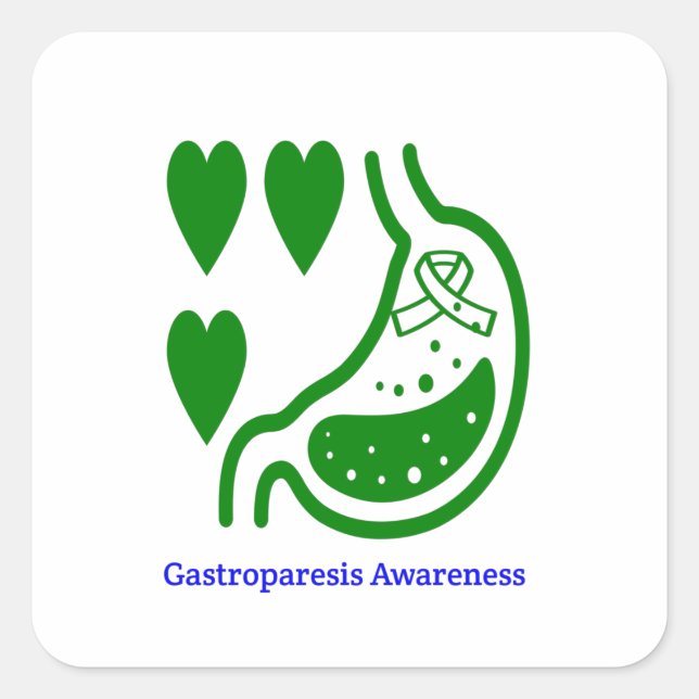 Gastroparesis Awareness Quadratischer Aufkleber (Vorderseite)