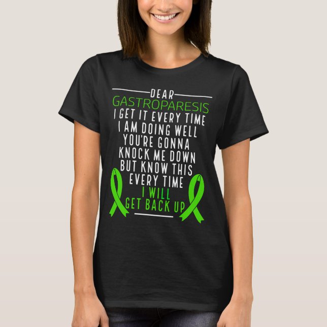 Gastroparesis Awareness wird Green Ribbon zurückge T-Shirt (Vorderseite)