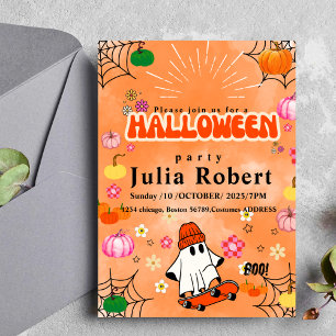 Gastroskateboard Halloween Kürbisorange Einladung