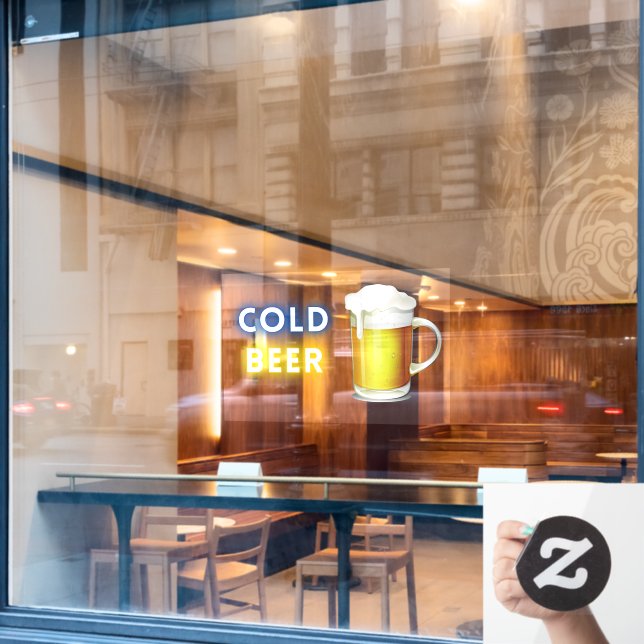 Gaststätte für kaltes Bier Fensteraufkleber (Café-Fenster)