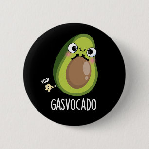 Gasvocado Funny Farting Avocado Pun Dark BG Button