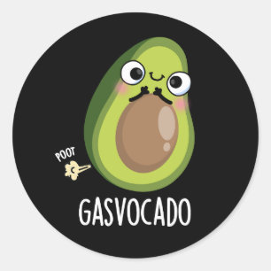 Gasvocado Funny Farting Avocado Pun Dark BG Runder Aufkleber