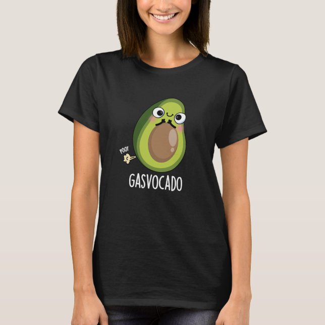 Gasvocado Funny Farting Avocado Pun Dark BG T-Shirt (Vorderseite)