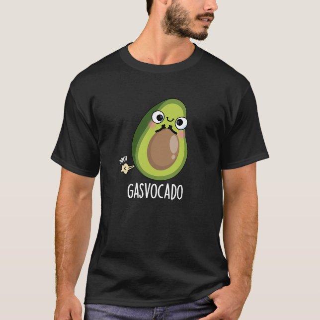 Gasvocado Funny Farting Avocado Pun Dark BG T-Shirt (Vorderseite)