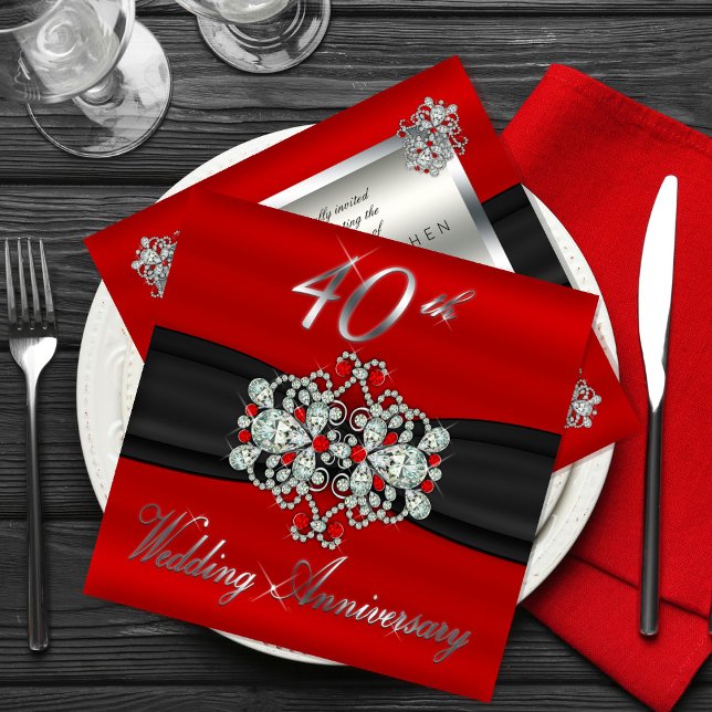 Gated Look Diamond Rubies 40. Hochzeitstag Einladung (Von Creator hochgeladen)