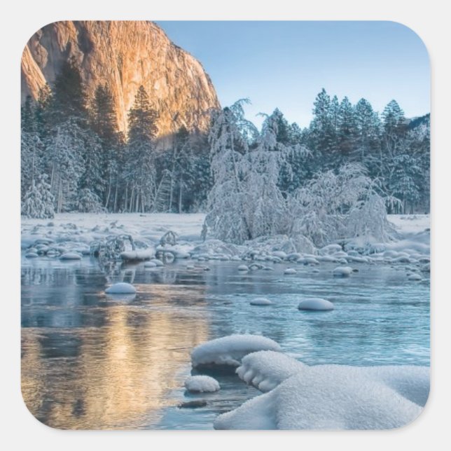 Gates in Yosemite Quadratischer Aufkleber (Vorderseite)