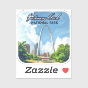 Gateway Arch National Park Missouri St Louis Retro Aufkleber