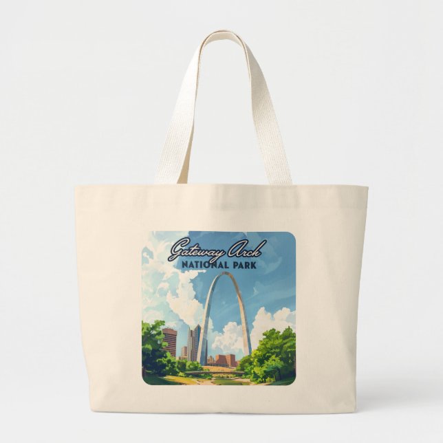 Gateway Arch National Park Missouri St Louis Retro Jumbo Stoffbeutel (Vorne)
