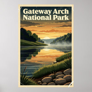 Gateway Arch National Park Retro Poster
