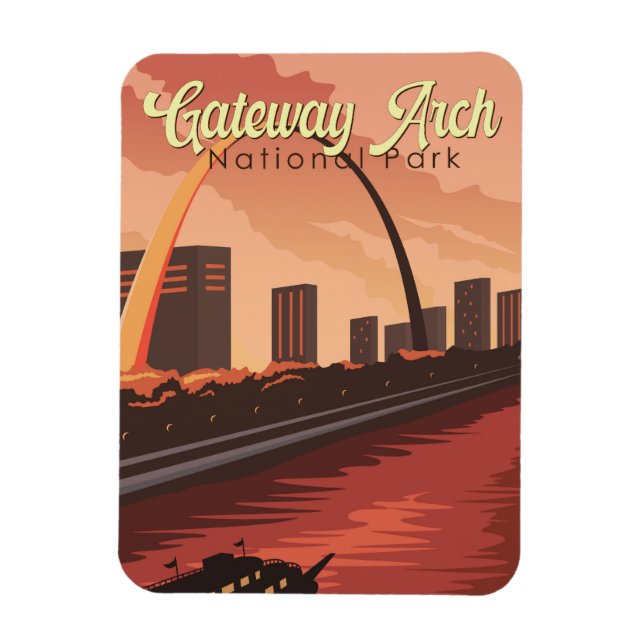Gateway Arch Nationalpark Illustration Art Magnet (Vertikal)