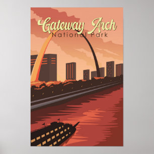 Gateway Arch Nationalpark Illustration Art Poster