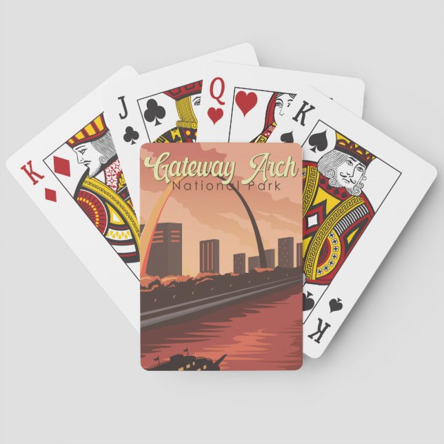 Gateway Arch Nationalpark Illustration Art Spielkarten (Rückseite)