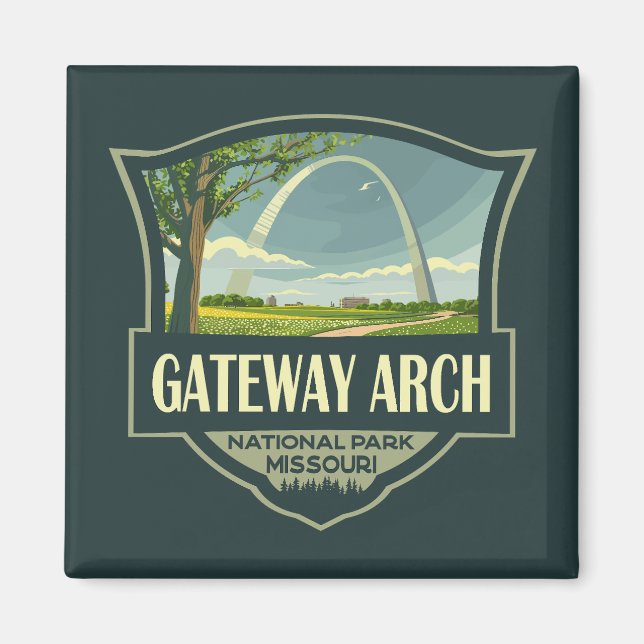 Gateway Arch Nationalpark Illustration Retro Art Magnet (Vorne)