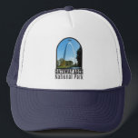 Gateway Arch Nationalpark Missouri Truckerkappe<br><div class="desc">Gateway Arch Vektorgrafiken in einem Fensterstil-Design. Der Park liegt in St. Louis,  Missouri,  in der Nähe des Ausgangspunktes der Lewis und Clark Expedition.</div>
