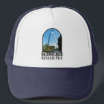 Gateway Arch Nationalpark Missouri Truckerkappe<br><div class="desc">Gateway Arch Vektorgrafiken in einem Fensterstil-Design. Der Park liegt in St. Louis,  Missouri,  in der Nähe des Ausgangspunktes der Lewis und Clark Expedition.</div>