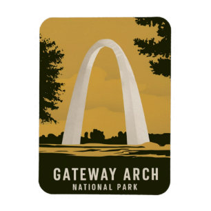 Gateway Arch Nationalpark Retro Art Magnet