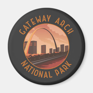 Gateway Arch Nationalpark Retro Distressed Circle Magnet