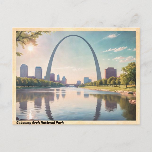 Gateway Arch Nationalpark Vintag Postkarte (Vorderseite)