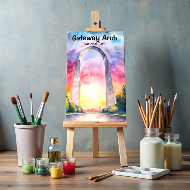 Gateway Arch Nationalpark Wasserfarbe Postkarte (Von Creator hochgeladen)
