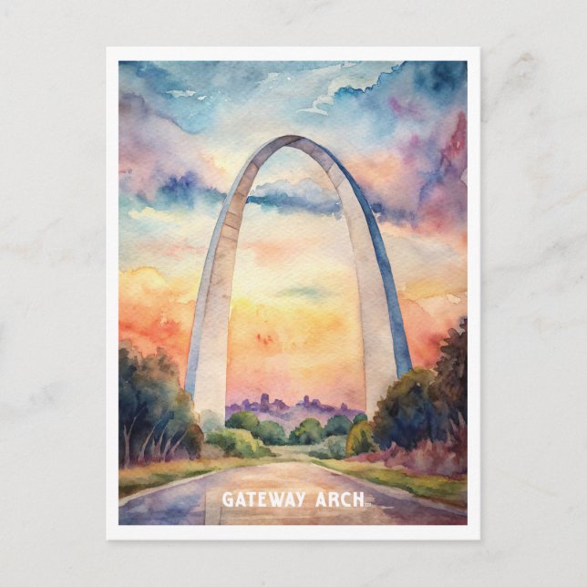 Gateway Arch Nationalpark Wasserfarbenmalerei Postkarte (Vorderseite)