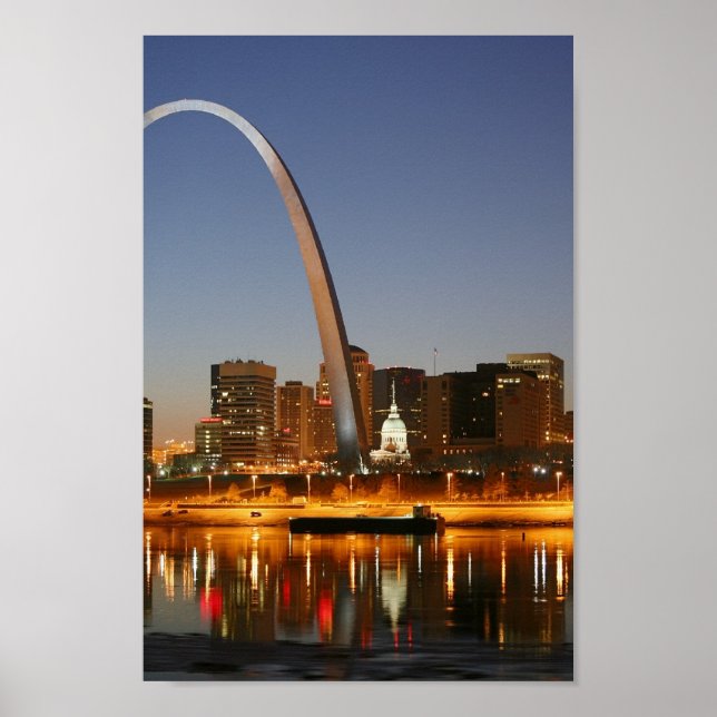 Gateway Arch St. Louis Mississippi bei Nacht Poster (Vorne)