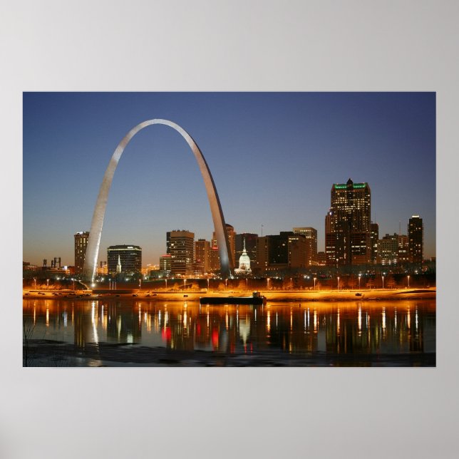 Gateway Arch St. Louis Mississippi bei Nacht Poster (Vorne)