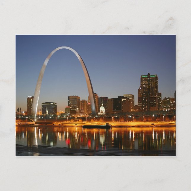 Gateway Arch St. Louis Mississippi bei Nacht Postkarte (Vorderseite)
