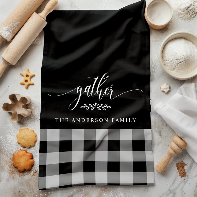 Gather Fall Black & White Buffalo Karo Geschirrtuch (Von Creator hochgeladen)