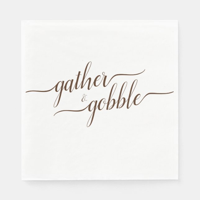 Gather & Gobble Elegantes Erntedank Abendessen Serviette (Vorderseite)